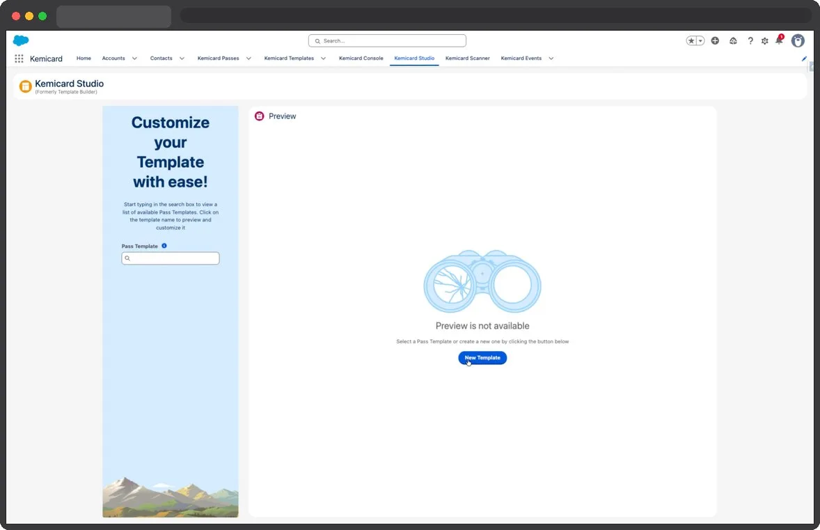 Kemicard Studio — Start New Template