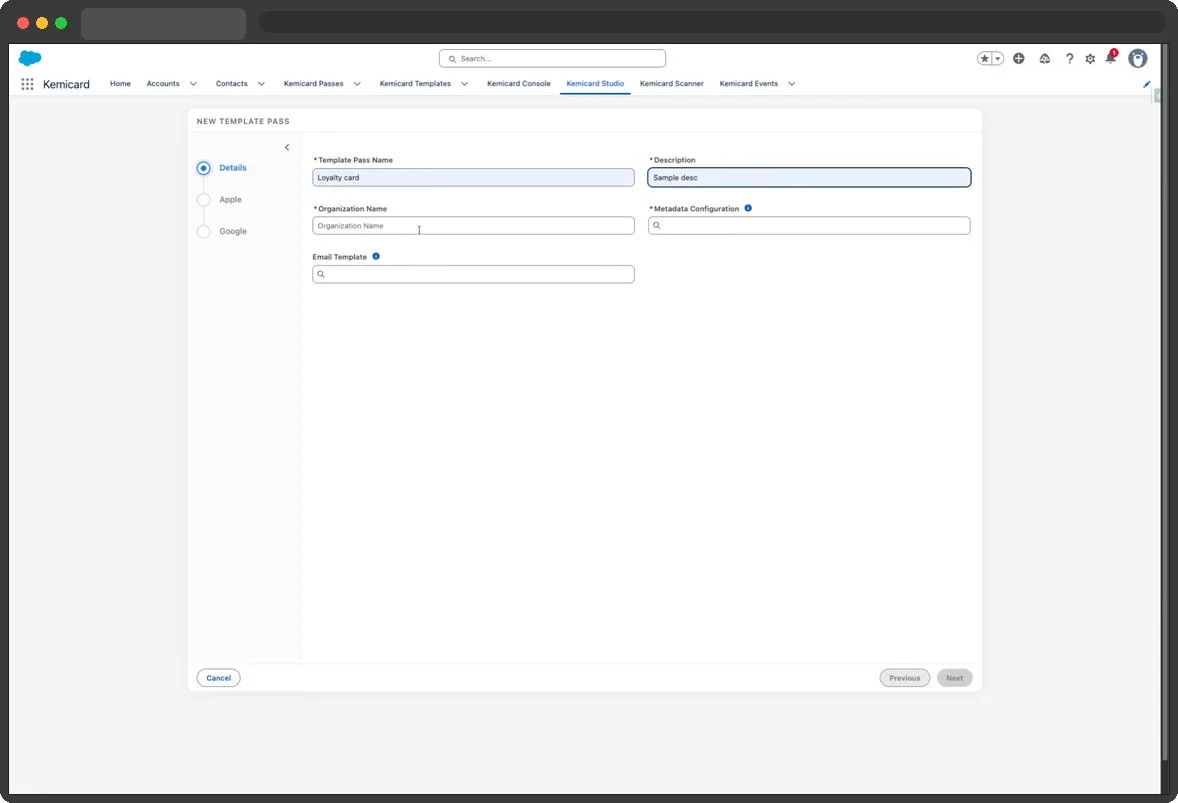 Kemicard Studio — Open Organization Name Field