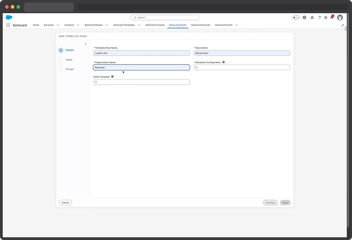 Kemicard Studio — Enter Organization Name
