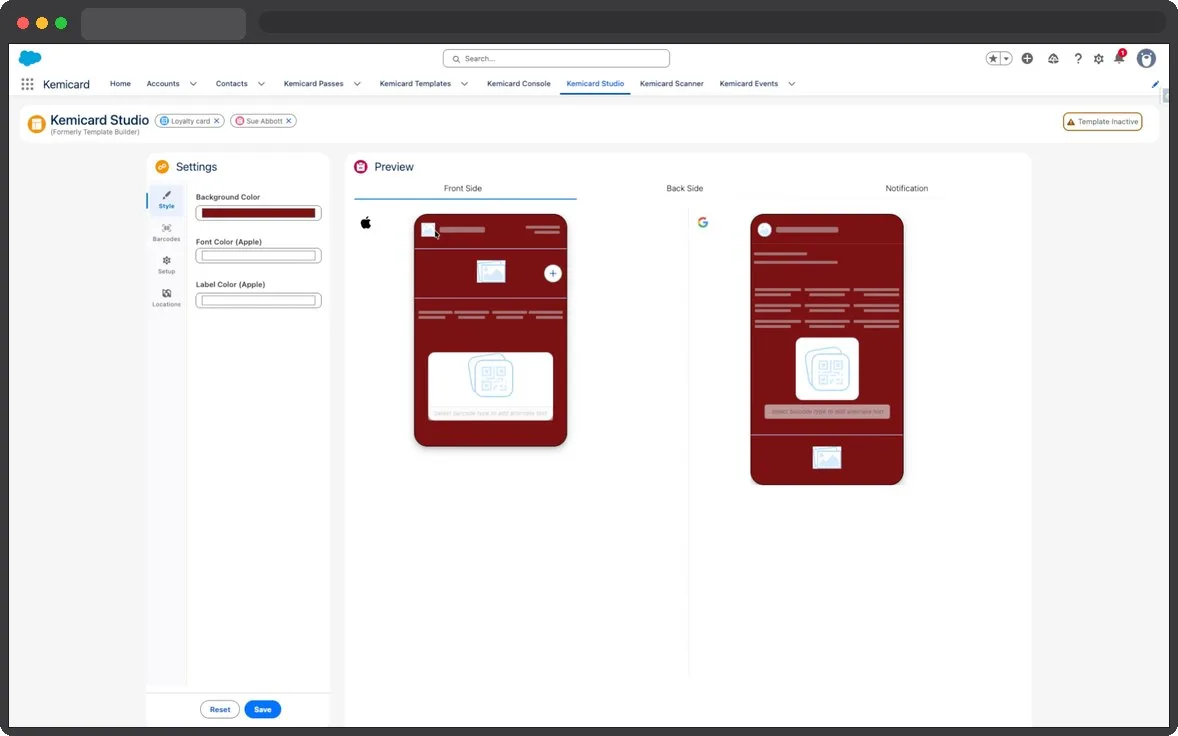 Kemicard Studio — Open Color Options