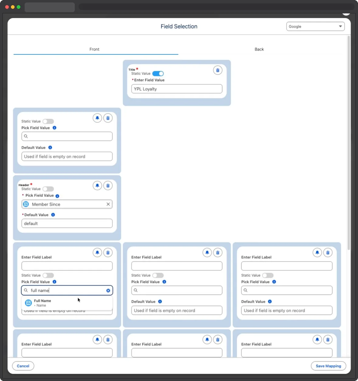 Kemicard Studio — Select Name Field