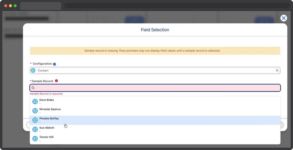 Kemicard Studio — Choose Contact Record