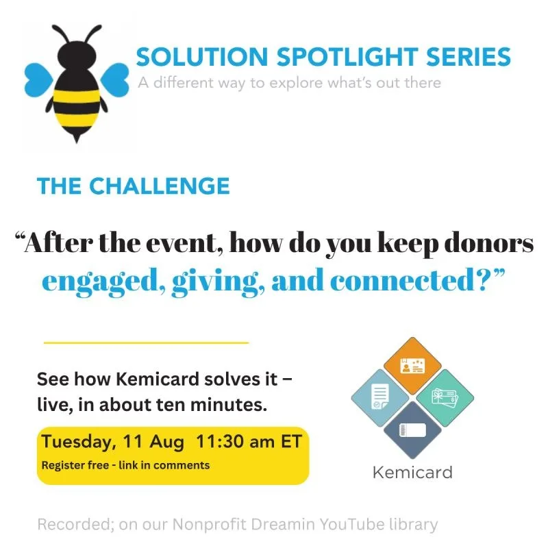 Nonprofit Dreamin' Solution Spotlight featuring Kemicard, 11 August 2026