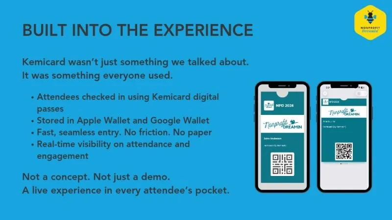 Built into the experience — attendees checked in with Kemicard digital passes