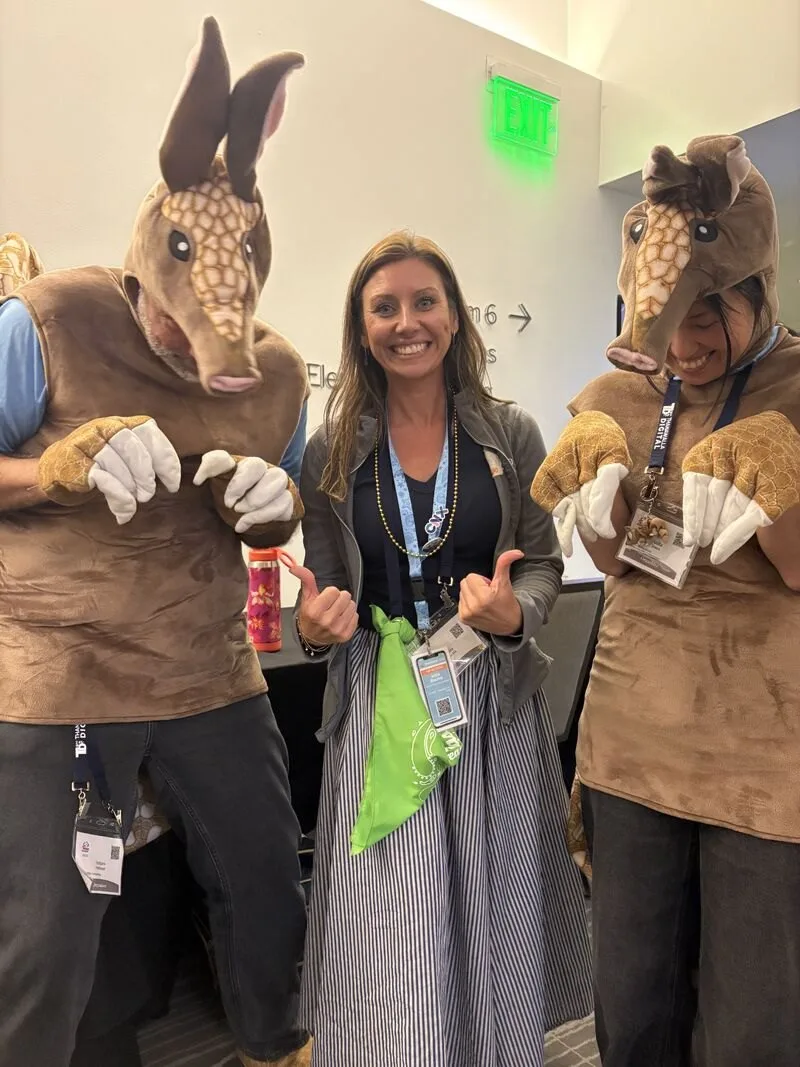 Kemicard at the Texas Dreamin' mascot photo wall